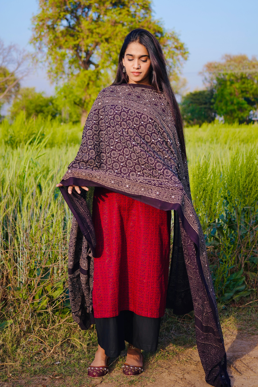Saajni Black Ajrak